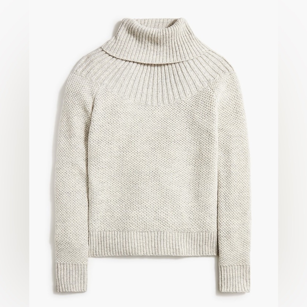 JCrew Mixed-stitch rolled neck turtleneck sweater